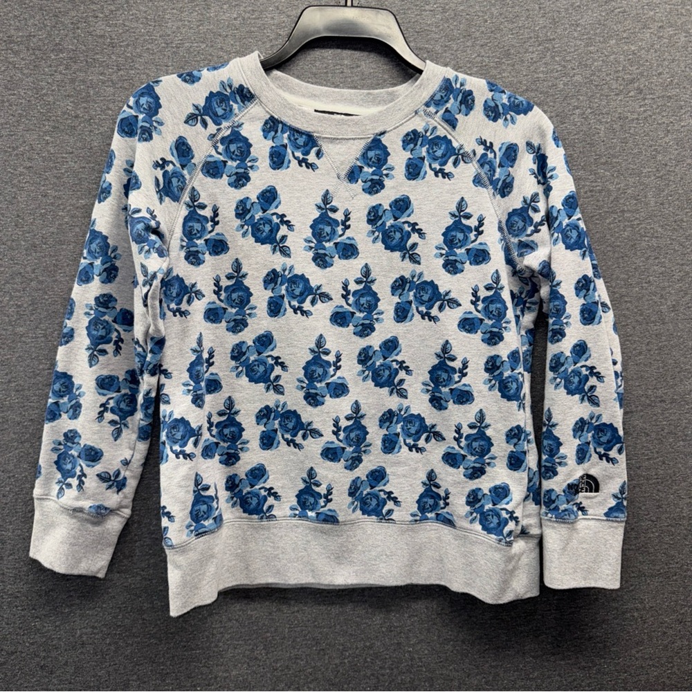 The North Farce Floral Blue and Gray Sweatshirt Size M
